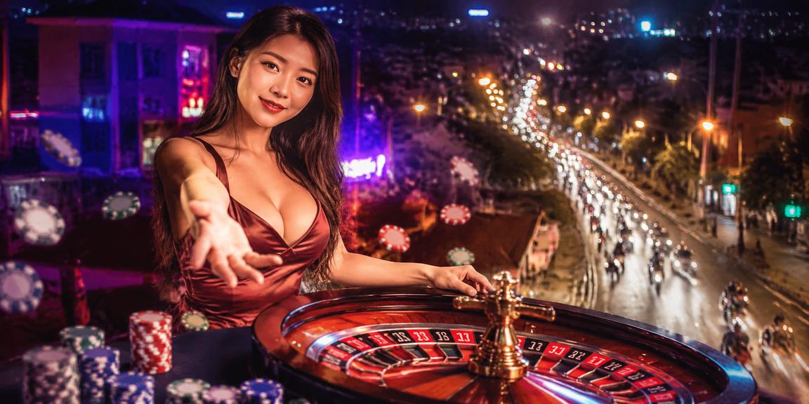 Bàn Roulette neon tại Đà Lạt – minh họa trò chơi casino tại rrr88